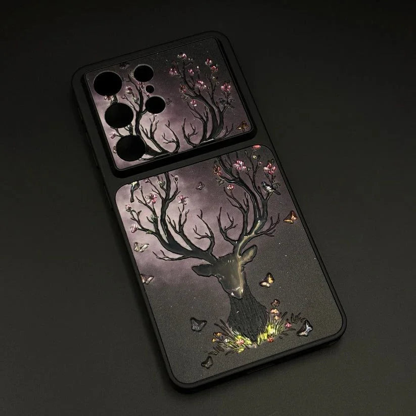 Luxury Deer Embroidery Mobile Case Cover for Samsung S series