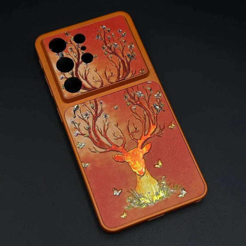 Luxury Deer Embroidery Mobile Case Cover for Samsung S series