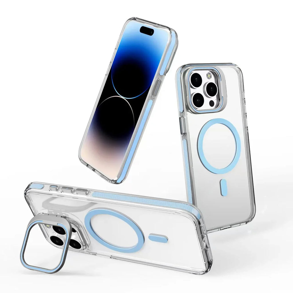iPhone Hollow Flipping Bracket Case Cover With Camera Protection Lens