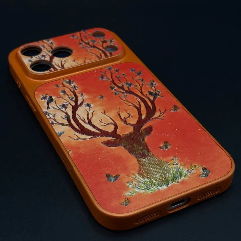 Luxury Deer Embroidery Mobile Case Cover for iPhone Series