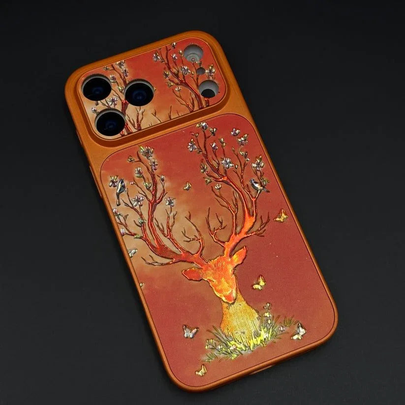 Luxury Deer Embroidery Mobile Case Cover for iPhone Series