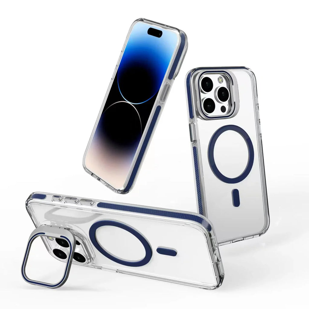 iPhone Hollow Flipping Bracket Case Cover With Camera Protection Lens
