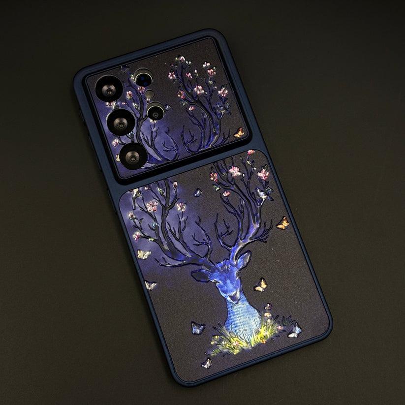 Luxury Deer Embroidery Mobile Case Cover for Samsung S series