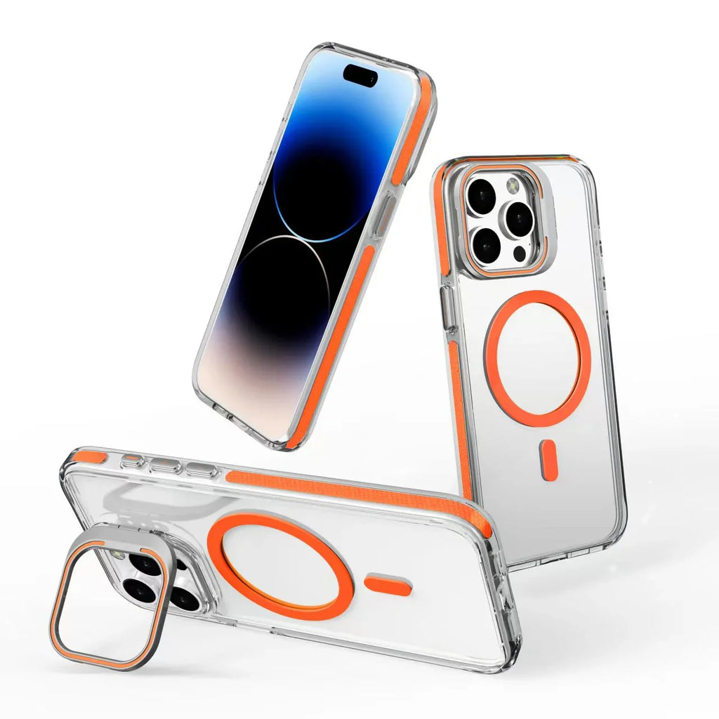 iPhone Hollow Flipping Bracket Case Cover With Camera Protection Lens