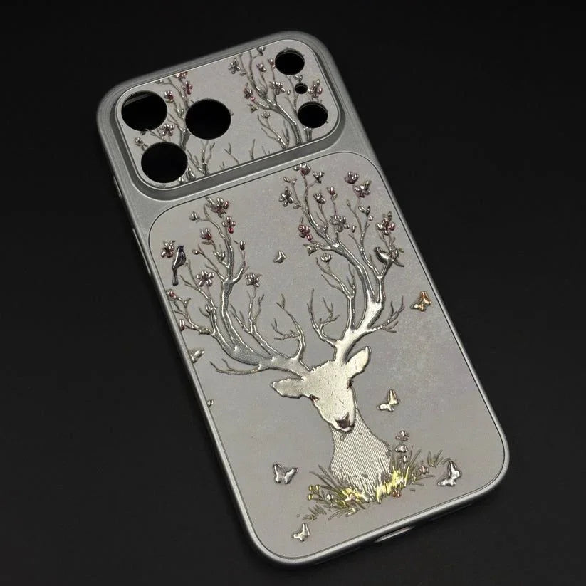 Luxury Deer Embroidery Mobile Case Cover for iPhone Series
