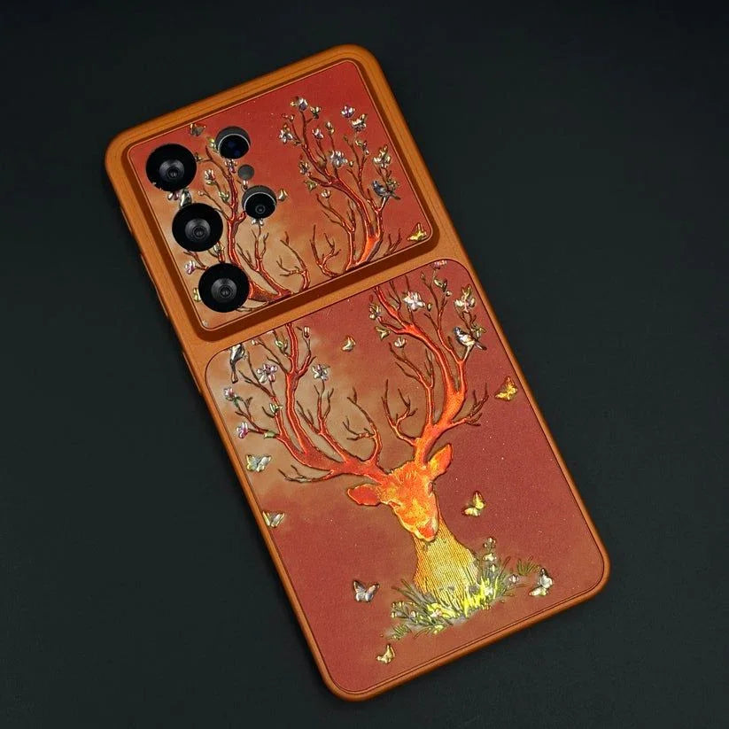 Luxury Deer Embroidery Mobile Case Cover for Samsung S series
