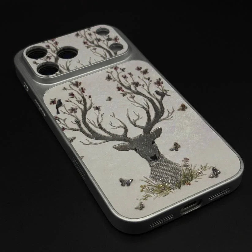 Luxury Deer Embroidery Mobile Case Cover for iPhone Series