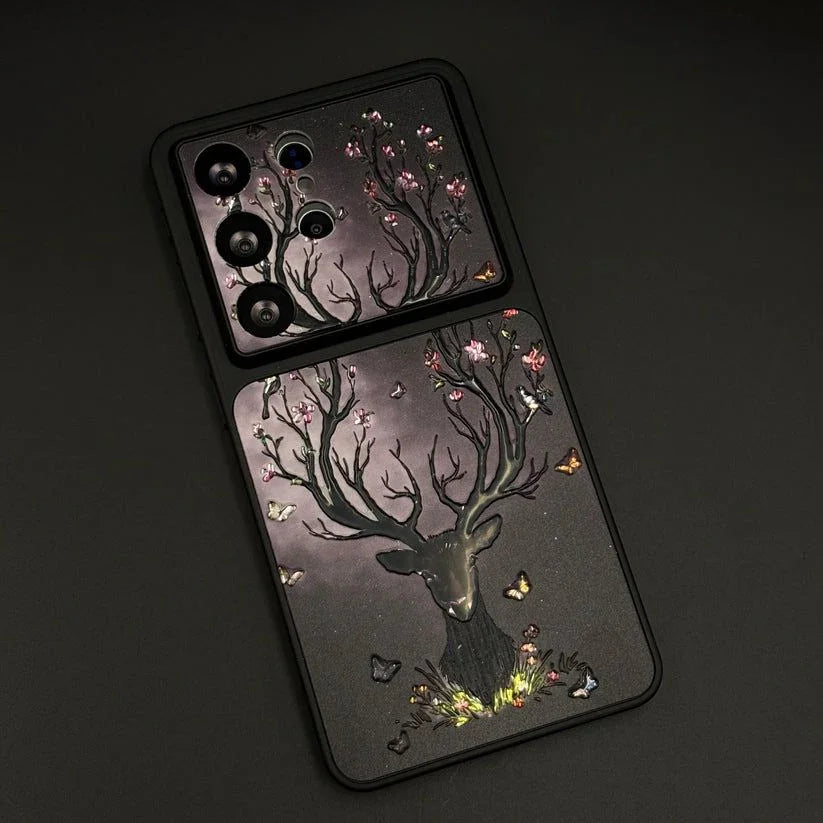 Luxury Deer Embroidery Mobile Case Cover for Samsung S series