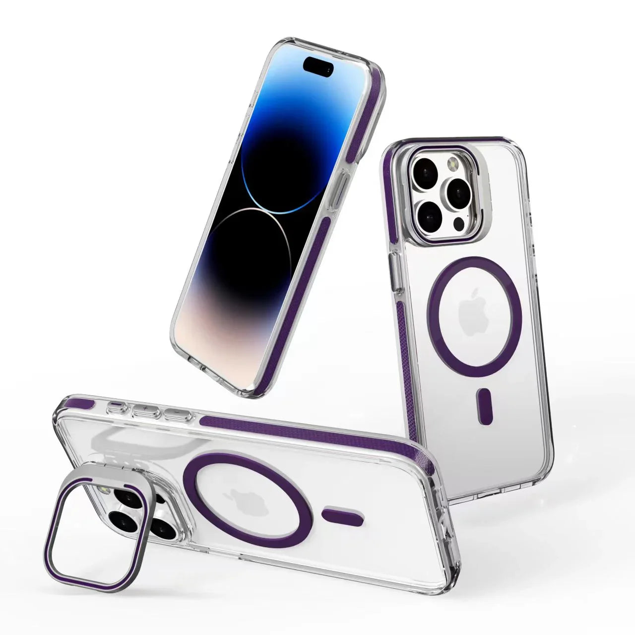 iPhone Hollow Flipping Bracket Case Cover With Camera Protection Lens