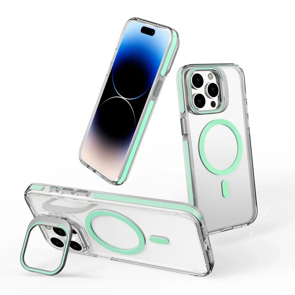 iPhone Hollow Flipping Bracket Case Cover With Camera Protection Lens
