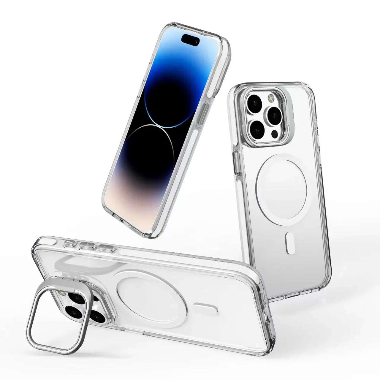 iPhone Hollow Flipping Bracket Case Cover With Camera Protection Lens